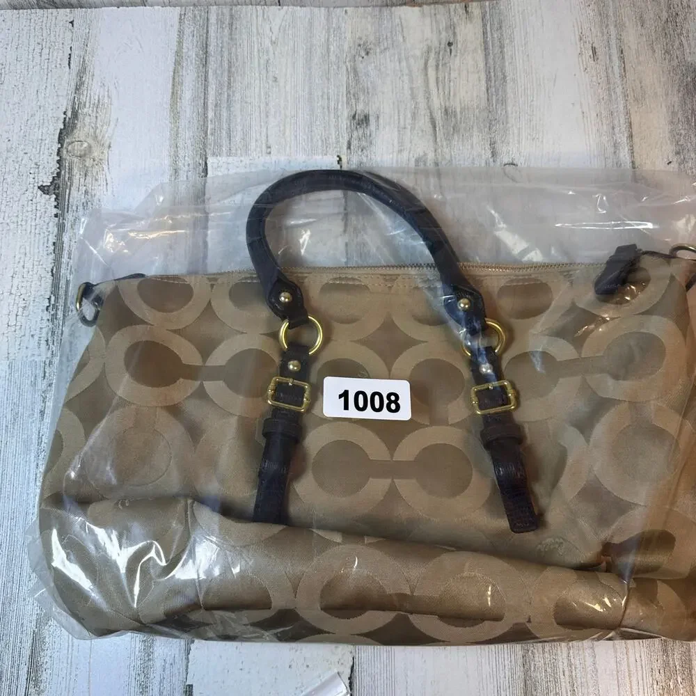 Coach Maggie Satchel Signature Canvas & Brown Leather Style F1220 - Picture 8 of 9